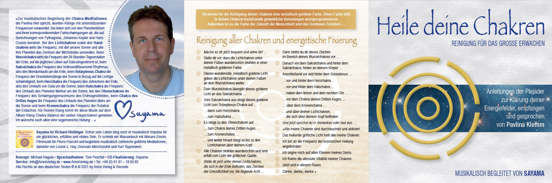 HEILE DEINE CHAKREN. REINIGUNG FÜR DAS GROSSE ERWACHEN [Doppel-CD; gesprochen von Pavlina Klemm, mit Musik von Sayama; wahlweise als Download]