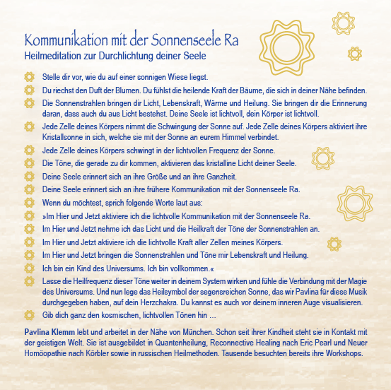 SONNENKLANG. Lichtheilung durch die Plejader [mit Channelings von Pavlina Klemm im Booklet; ermäßigt als Download]