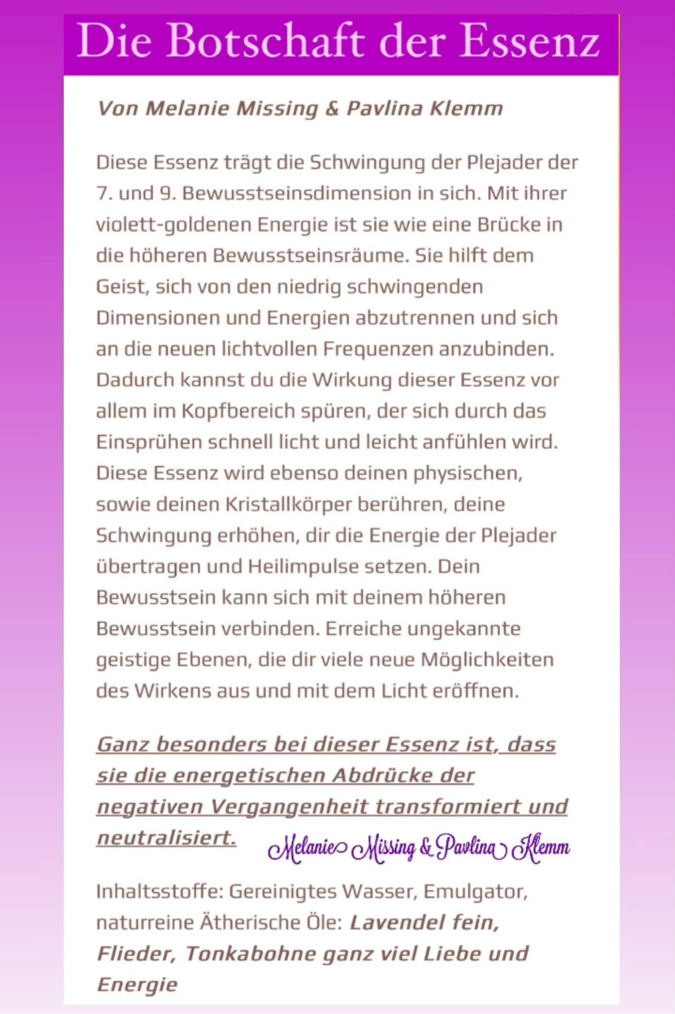 PLEJADEN-ESSENZ »HÖCHSTE TRANSFORMATION« [trägt die Schwingung der Plejader der 7. und 9. Dimension; einfach einsprühen!]