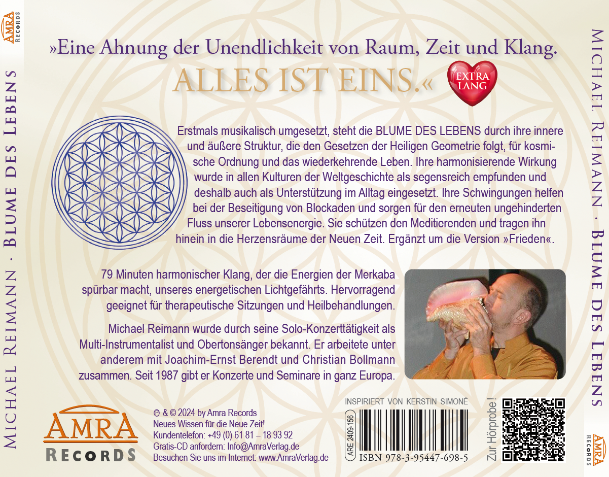 BLUME DES LEBENS EXTRA LANG – ENTFALTUNG DER REINEN HERZENSRÄUME [Heilmusik; neu abgemischt & mit Bonus Version Frieden; ermäßigt als Download]