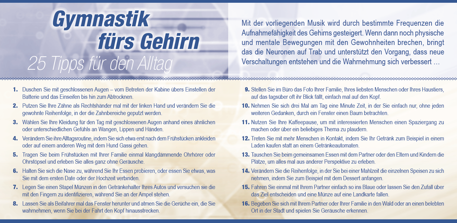 BRAIN GYMNASTIK – POWERKLÄNGE FÜR DEIN WORKOUT [432 Hertz; mit 25 Tipps für den Alltag; wahlweise als Download]