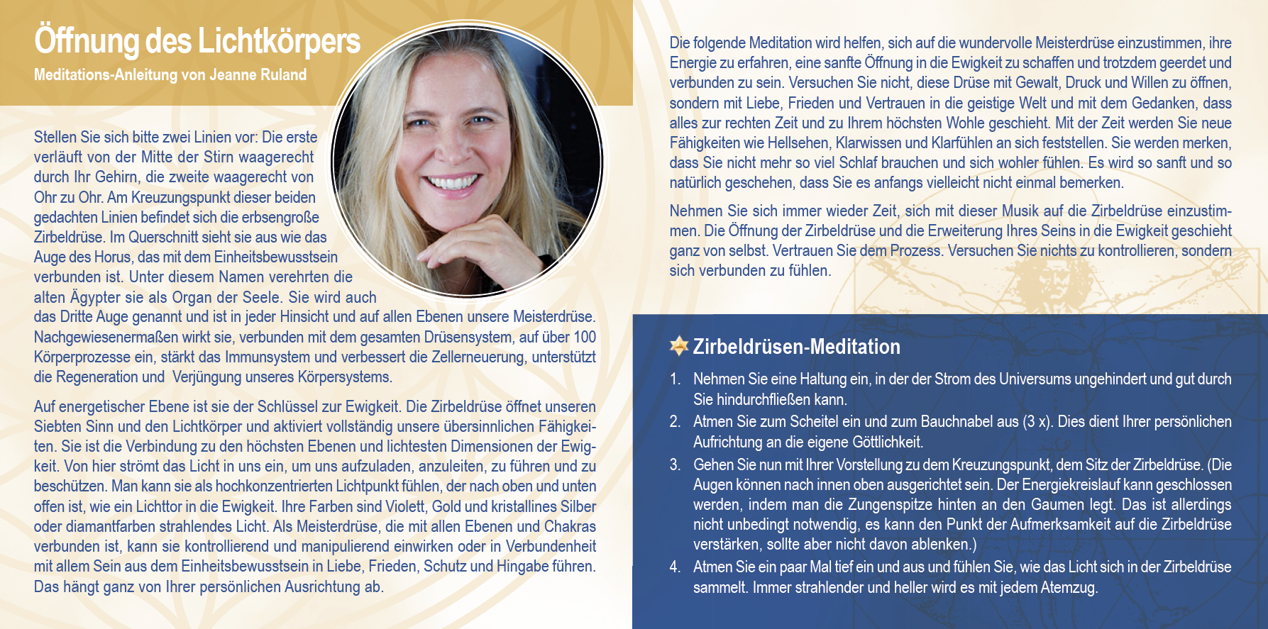 ZIRBEL DRÜSEN AKTIVIERUNG [plus Manager-Kurzfassung; Anleitungen im Booklet von Jeanne Ruland; wahlweise als Download]