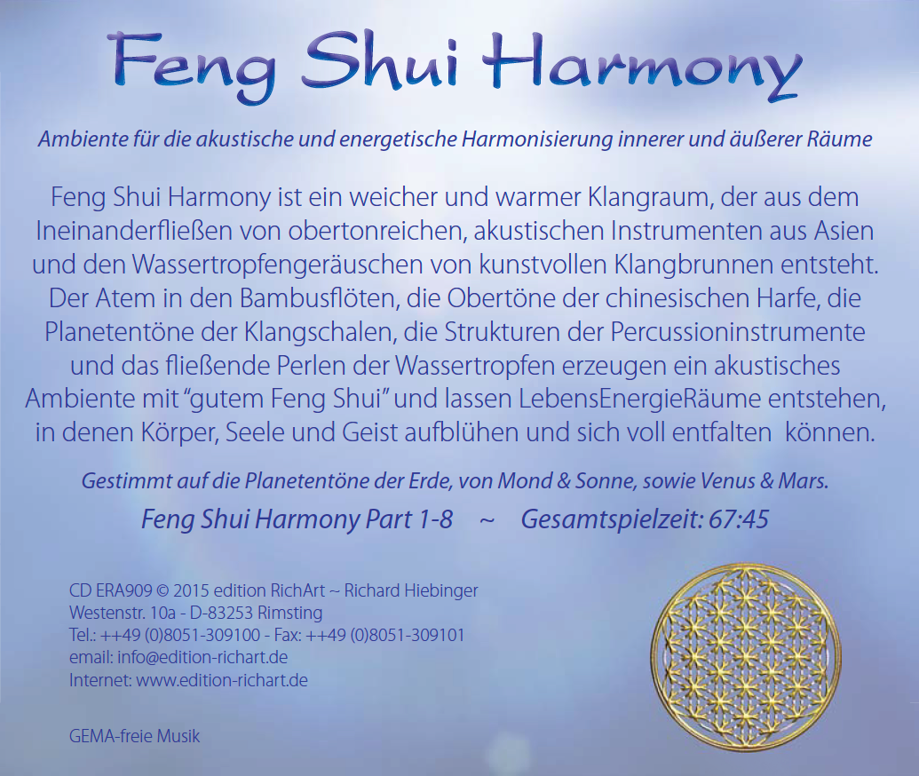 FENG SHUI HARMONY [energetische Raumreinigung, musikalisch & klanglich verbesserte Neuauflage; wahlweise auch als Download]